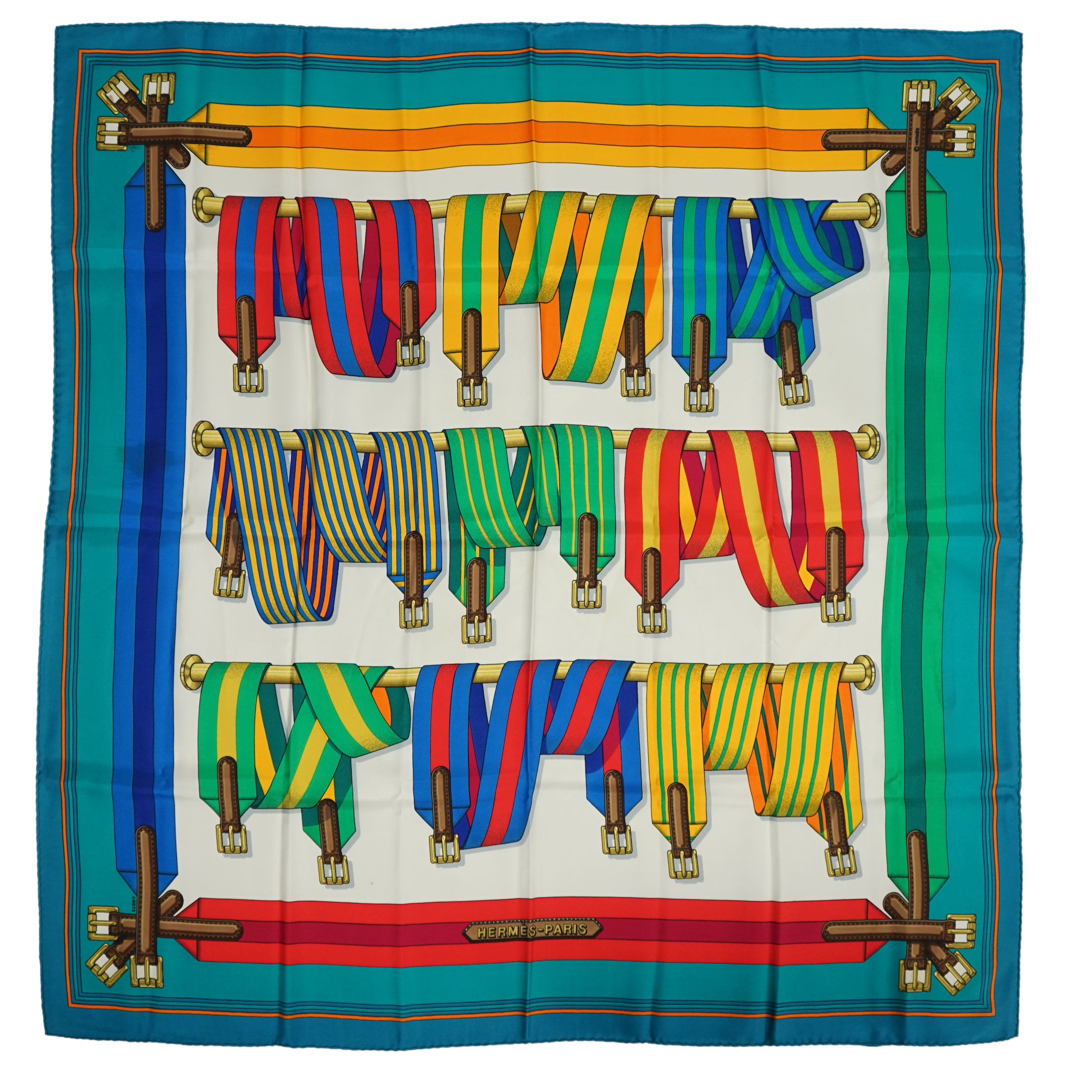A Hermès Les Sangles silk scarf, 90cm x 90 cm